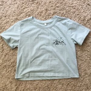 Cropped Pastel Blue Graphic Tee